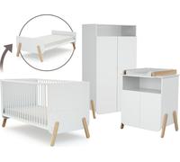 AT4 - Grande Chambre PIRATE Blanc et Hêtre Verni | 2 portes pivotantes et d'une niche, elle cache 6 étagères dont 4 réglables et une penderie