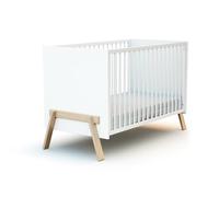 AT4 - Lit bébé en bois 60 x 120 cm CANAILLE Blanc et Hêtre