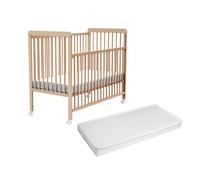 AT4 - Lit bébé coulissant en bois avec matelas ESSENTIEL 60 x 120 cm Hêtre Verni -