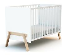 AT4 - Lit bébé en bois 60 x 120 cm CANAILLE Blanc et Hêtre