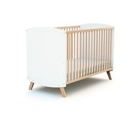 AT4 - Lit bébé en bois 60 x 120 cm SCANDINAVE Blanc et Hêtre Blanc - 60x120