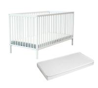 AT4 - Lit bébé en bois avec matelas ESSENTIEL Blanc 70 x 140 cm