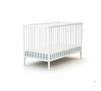 AT4 - Lit Bébé 60x120cm SONA Blanc | 124 x 64,5 x 82 cm |Bois massif | Dès la naissance | Confort de sommeil | Sommier à lattes | Lit à barreaux |Sommier réglable 3 hauteurs