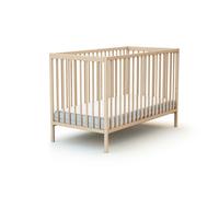 AT4 - Lit Bébé 60x120cm SONA Hêtre Brut |124 x 64,5 x 82 cm | Bois massif | Dès la naissance | Confort de sommeil | Sommier à lattes | Lit à barreaux |Sommier réglable 3 hauteurs