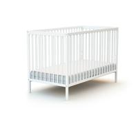 AT4 - Lit Bébé 60x120cm SONA Blanc | 124 x 64,5 x 82 cm |Bois massif | Dès la naissance | Confort de sommeil | Sommier à lattes | Lit à barreaux |Sommier réglable 3 hauteurs