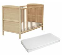 AT4 - Lit bébé évolutif en bois avec matelas LUNA Hêtre Verni 60 x 120 cm