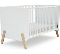 AT4 - Lit bébé évolutif en bois 70 x 140 cm PIRATE Blanc et Hêtre Verni