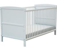 AT4 - Lit bébé évolutif en bois 70 x 140 LUNA Blanc| 144 x 74 x 86,5 cm | Sommier à lattes réglable 3 hauteurs | Transformable en lit junior