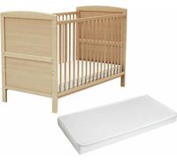 AT4 - Lit bébé évolutif en bois avec matelas LUNA Hêtre Verni 60 x 120 cm
