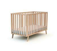 AT4 - Lit bébé évolutif en bois KASA Hêtre Verni 60 x 120 cm| 125,5 x 64 x 81,5 cm | Sommier à lattes réglable 3 hauteurs
