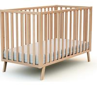 AT4 - Lit bébé évolutif en bois KASA Hêtre Verni 60 x 120 cm| 125,5 x 64 x 81,5 cm | Sommier à lattes réglable 3 hauteurs