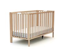 AT4 - Lit bébé pliant 60x120 FOLDO Hêtre verni| 124 x 64 x 82 cm | Lit pliable | Sommier réglable 2 niveaux intégré au lit