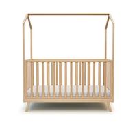 AT4 - Lit cabane bébé évolutif en bois CONFORT Hêtre Verni 70 x 140 cm|146 x 74,5 x 162,5 cm | Lit transformable junior | Sommier réglable 3 hauteurs | 100% hêtre massif