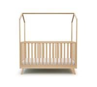 AT4 - Lit cabane bébé évolutif en bois KASA Hêtre Verni 70 x 140 cm|146 x 74,5 x 162,5 cm | Lit transformable junior | Sommier réglable 3 hauteurs | 100% hêtre massif