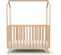 AT4 - Lit cabane bébé évolutif KASA en bois 60 x 120 cm |125,5 x 64 x 81,5 cm | Lit évolutif junior | Sommier réglable 3 hauteurs | 100 % hêtre massif