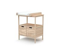 AT4 - Meuble à Langer NATUR Hêtre Brut | 68 x 66 x 90 cm | Plan à langer amovible inclus