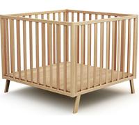 AT4 - Parc bébé évolutif en bois KASA Hêtre Verni 100 x 100 cm| Fond réglable 3 hauteurs | Structure en hêtre massif | Pour enfant jusqu'à 24 mois