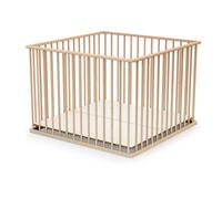 At4 - Parc fixe Webaby 100x100 - Hêtre Brut