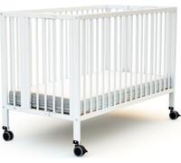 AT4 - Professional folding baby bed 60x120cm FLOW White | Solid wood | Sleep CONFORT | Slatted base | Easy storage | Mattress slot | Foldable | Childminder