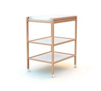 AT4 - Table à Langer 2 étagères LILO Hêtre verni | 75 x 58 x 94 cm | Meuble à langer avec roulettes | Gain de place | Compact