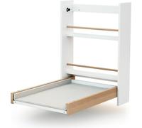 AT4 - Table à langer murale + matelas EAZY Blanc et Hêtre Verni| Dimensions ouverte (L x l x H) : 56 x 77,5 x 78 cm|Pliée : 56 x 18 x 78 cm | Matelas inclus | Utilisation facile à une main