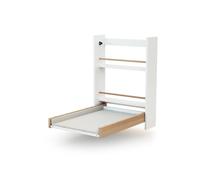 AT4 - Table à langer murale + matelas EAZY Blanc et Hêtre Verni| Dimensions ouverte (L x l x H) : 56 x 77,5 x 78 cm|Pliée : 56 x 18 x 78 cm | Matelas inclus | Utilisation facile à une main