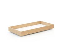 AT4 - Tiroir de lit ESSENTIEL Hêtre verni | Pour lit bébé 60x120 cm | Tiroir universel en bois | Tiroir à 4 roulettes | Hauteur 15cm | Rangement pratique et discret | Gain de place