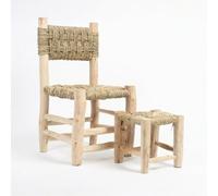 ATALYA Chaise Enfant en Bois et Osier Tressé Main à Dossier