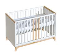 ATB FURNITURE Lit de bébé, Collection NORDIK, Lit de bébé, Lit qui grandit avec bébé, 4 niveaux de hauteur de matelas 120x60 cm, blanc