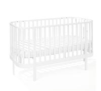 ATB MEBLE Lit à barreaux avec matelas 140x70 cm - 2en1, lit pliant, GRAND, lit qui grandit avec bébé, lit pour enfant, blanc