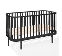 ATB MEBLE Lit à barreaux avec matelas 140x70 cm - 2in1 Lit Bébé Transformable - GRAND Lit d'Appoint Bébé - Lit Bébé évolutif - Lit Jeune - Noir