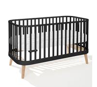 ATB MEBLE Lit à barreaux avec matelas 140x70 cm - 2in1 Lit Bébé Transformable - PRINCIPAL Lit d'Appoint Bébé - Lit Bébé évolutif - Lit Jeune - Noir