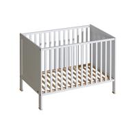 ATB MEBLE Lit avec matelas, Lit d'appoint pour bébé en bois, Lit, 4 niveaux de hauteur de matelas, 3 cloisons amovibles, 120x60, Blanc