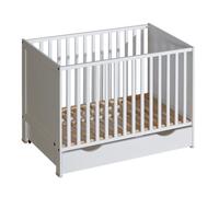 ATB MEBLE Lit bébé avec tiroir , lit d'appoint bébé , lit bébé évolutif , lit enfant transformable , 4 niveaux de hauteur de matelas , 120x60 blanc