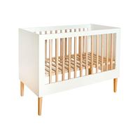 ATB White Baby Bed Ila 60x120 - Lit pour bébé, Lit en bois massif 120x60 pour bébé, Lit blanc 60x120, Lit blanc