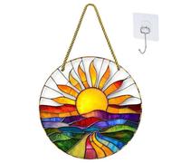 ATBUSS 1 Pendentif Acrylique Sunrise Et 1 Crochet Transparent, Décoration Murale, Pare-Soleil De Couleur, Décoration Chaleureuse pour La Maison, Convient Aux Murs Familiaux, Décoration De Balcon.