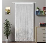 Ateasierlife Rideau de porte avec cordon anti-mouches, rideaux à cordons, fenêtres, perles, moustiquaire, franges, séparateur de pièce, stores, cuisine, extérieur, panneau anti-insectes (Blanc 100×200