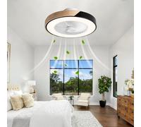 ATEEZ Ventilateur de Plafond avec Lumière 6 Vitesses Dimmable Silencieux Lustre Ventilateur de Plafond Led Réversible Télécommande Luminaire Ventilateur Plafond avec Lumière pour Salon Chambre-Black