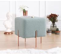 Atelier Del Sofa Bohemian Sea Green Pouf 40 x 42 x 40 cm - 50% Coton et 50% Lin - Éponge orthopédique de 5 cm - Jambes en Fer revêtues de cuivre - Élégant et Fonctionnel pour la Maison et l'hôtel