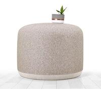 Atelier Del Sofa Élégant Pouf Beige, 41 cm de Hauteur x 51 cm de Profondeur, 100% Lin, éponge orthopédique de 10 cm, Jambes cachées revêtues de PVC, Parfait pour la décoration bohème et scandinave