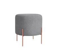 Atelier Del Sofa Élégant Pouf bohème, Gris, 42 cm de Hauteur x 40 cm de Profondeur, 50% Coton, 50% Lin, éponge orthopédique de 5 cm, Jambes en Fer revêtues de cuivre, Parfait pour la décoration