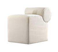 Atelier Del Sofa Élégant Pouf crème, 100% Coton, 35 DNS, épaisseur 6 cm, Jambes cachées revêtues de PVC, 45 x 56 x 60 cm, Parfait pour Les espaces de Vie Modernes