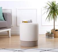 Atelier Del Sofa Elegant Pouf crème, Hauteur 43 cm, Profondeur 38 cm, 50% Coton, 50% Velours, éponge orthopédique de 5 cm, Style bohème et scandinave pour la Maison et l'hôtel