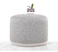 Atelier Del Sofa Élégant Pouf Gris, 41 cm de Hauteur x 51 cm de Profondeur, 100% Lin, éponge orthopédique de 10 cm, Jambes cachées revêtues de PVC, Parfait pour la décoration bohème et scandinave