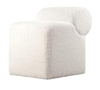 Atelier Del Sofa Luxurious White Pouf en Fausse Fourrure, 45 x 60 x 56 cm, 100% Fausse Fourrure, 35 DNS, Jambes cachées revêtues de PVC, siège élégant et Confortable