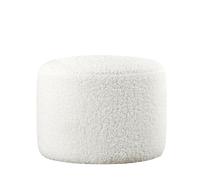 Atelier Del Sofa Pouf Blanc Moderne, 39 cm de Hauteur x 54 cm de Profondeur, 100% Fausse Fourrure, éponge orthopédique de 10 cm, Jambes cachées revêtues de PVC, Design scandinave élégant