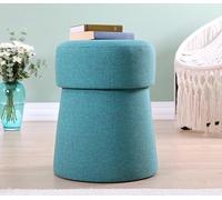 Atelier Del Sofa Pouf Bleu élégant, 50 cm de Hauteur x 40 cm de Profondeur | 50% Coton et 50% Lin, éponge orthopédique de 6 cm | Jambes cachées revêtues de PVC, Design bohème