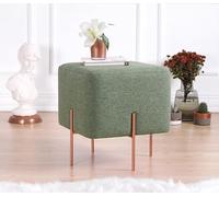 Atelier Del Sofa Pouf bohème avec Jambes en Fer revêtues de cuivre, Vert, 40 x 42 x 40 cm, 50% Coton, 50% Lin, éponge orthopédique de 5 cm, élégant et Fonctionnel pour hôtels et Maisons