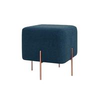 Atelier Del Sofa Pouf bohème, Bleu Marine, 40 x 42 x 40 cm, 50% Coton, 50% Lin, éponge orthopédique de 5 cm, Jambes en Fer revêtues de cuivre, élégant et Fonctionnel pour la Maison et l'hôtel