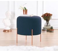 Atelier Del Sofa Pouf bohème, Bleu Marine, 42 cm de Hauteur x 40 cm de Profondeur, 50% Coton, 50% Lin, éponge orthopédique de 5 cm, Jambes en Fer revêtues de cuivre, élégant et Confortable pour la